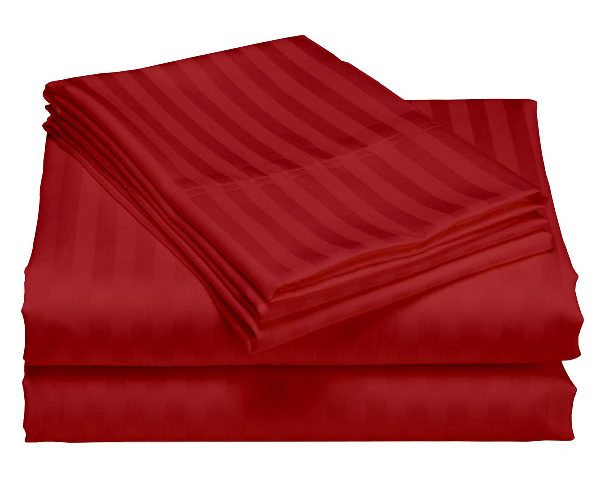 USA RV King Sheet Set in Purple Stripe 400 Thread-Count 100% Egyptian Long Staple Cotton, Sateen Weave for Soft and Silky Feel, Breathable 4-Piece Bedsheet, Elasticized 24'' Extra Deep Pocket
