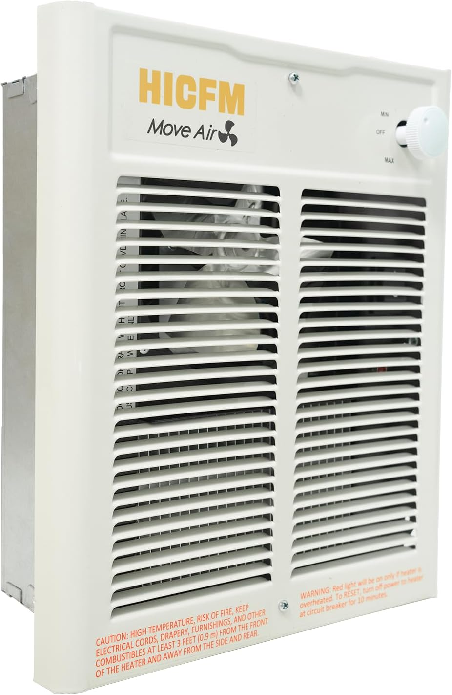 HICFM Electric Fan Forced Wall Heater Compact Unit Fast & Efficient Heating with Thermostat, Dual Voltage 240V 2000W 6825BTU (208V 1500W 5120BTU), Install Hole by 9 1/4” Wide X 11 1/8” Tall