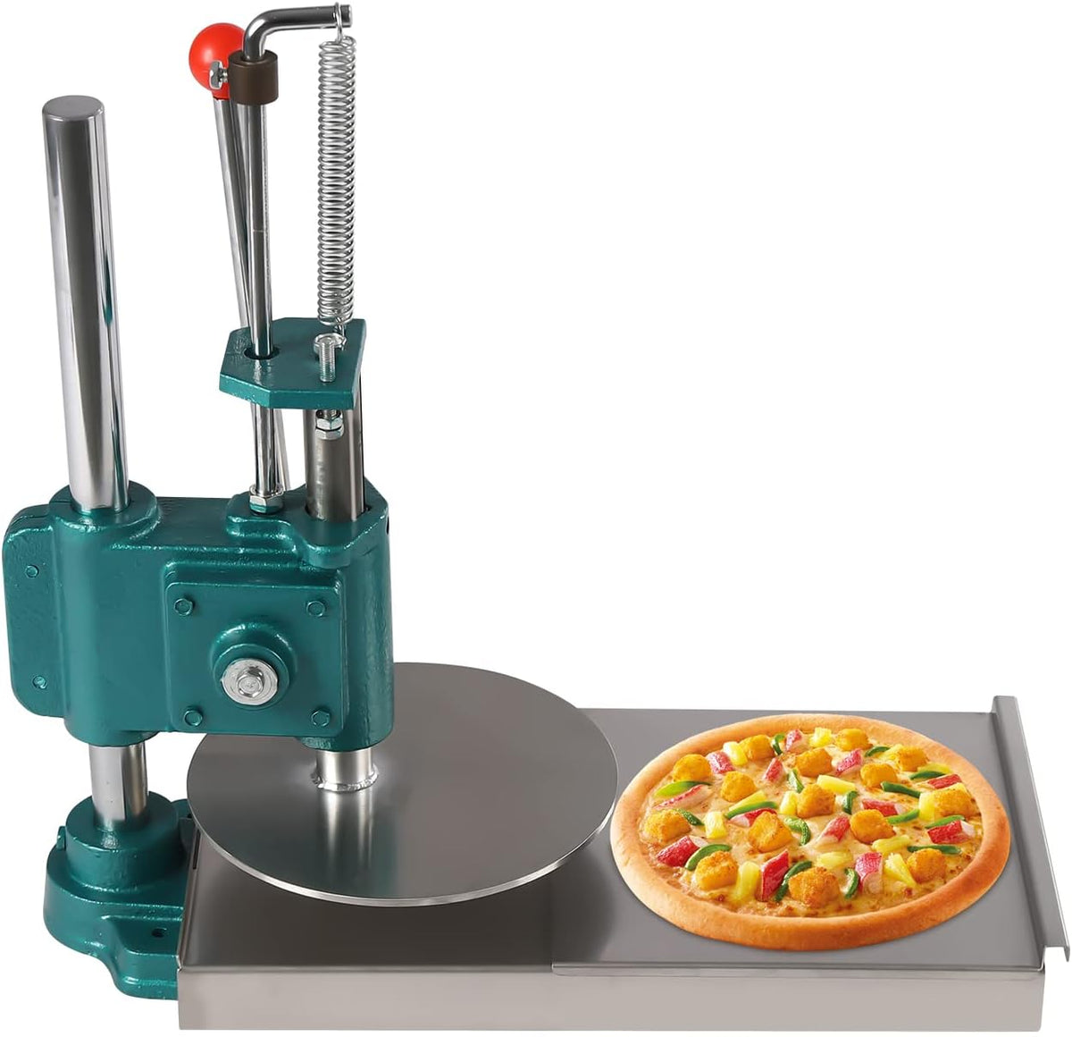 Dough Press Machine, Portable Pizza Dough Press Household Pizza Dough Pastry Manual Press Machine for Making Hand Pies, Meatloaf, Soft Rolls Pizza Dough Maker Adjustable Thickness (9.5in)