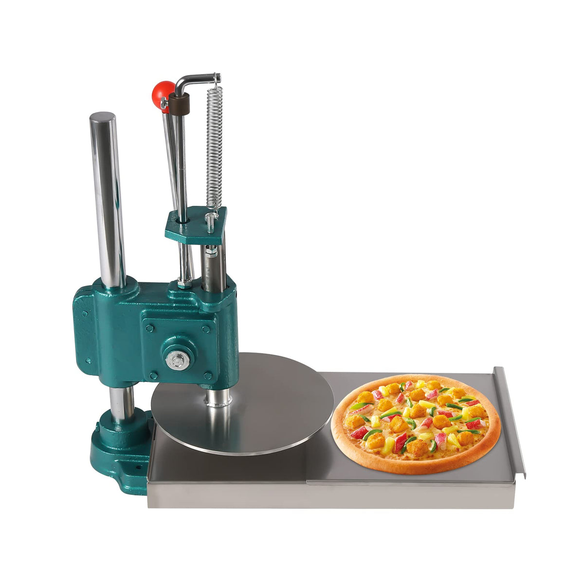 Dough Press Machine, Portable Pizza Dough Press Household Pizza Dough Pastry Manual Press Machine for Making Hand Pies, Meatloaf, Soft Rolls Pizza Dough Maker Adjustable Thickness (7.9in)