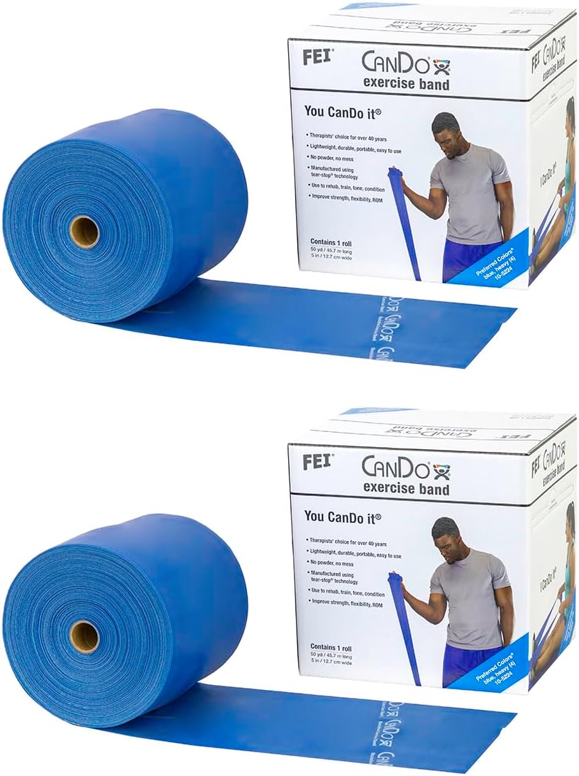 CanDo Twin-Pak Exercise Band, Silver, 100 Yard