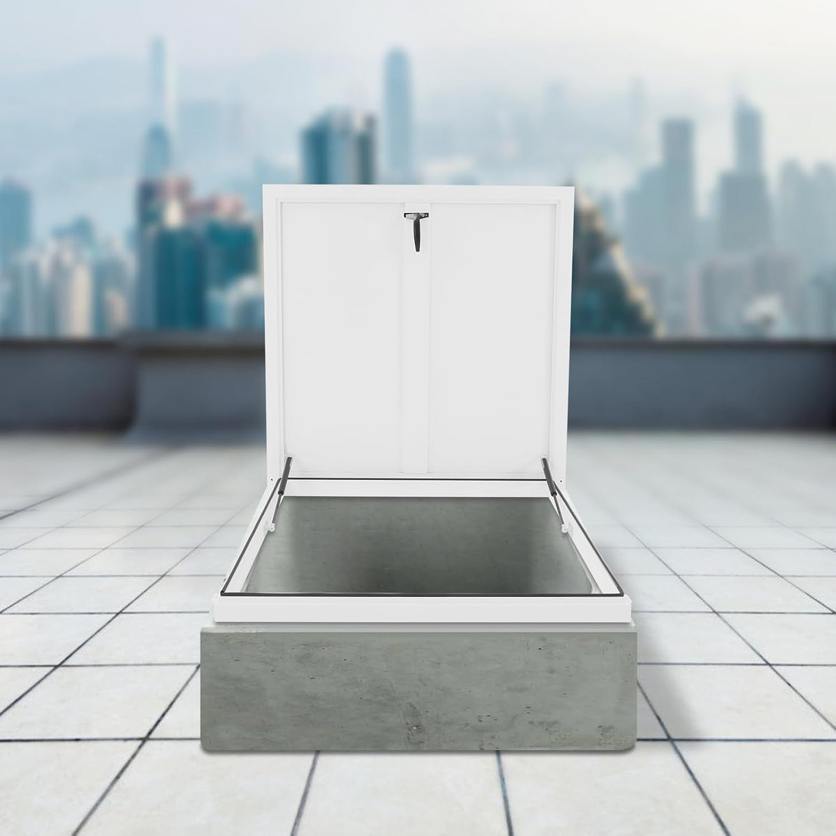 31.5" L X 31.5" W Aluminum Roof Access Hatch, Roof Security Door, Rooftop Hatch Cover Plate for Wellhead Lid, Cellar Cover (White-31.5inch)