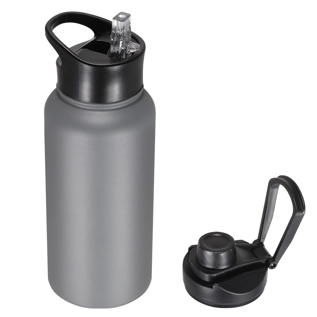 32 oz Insulated Water Bottle Bulk 8 Pack, Stainless Steel Sports Water Bottles with Straw Lid & Wide Mouth Lids, Double Walled Vacuum, Leak Proof, White