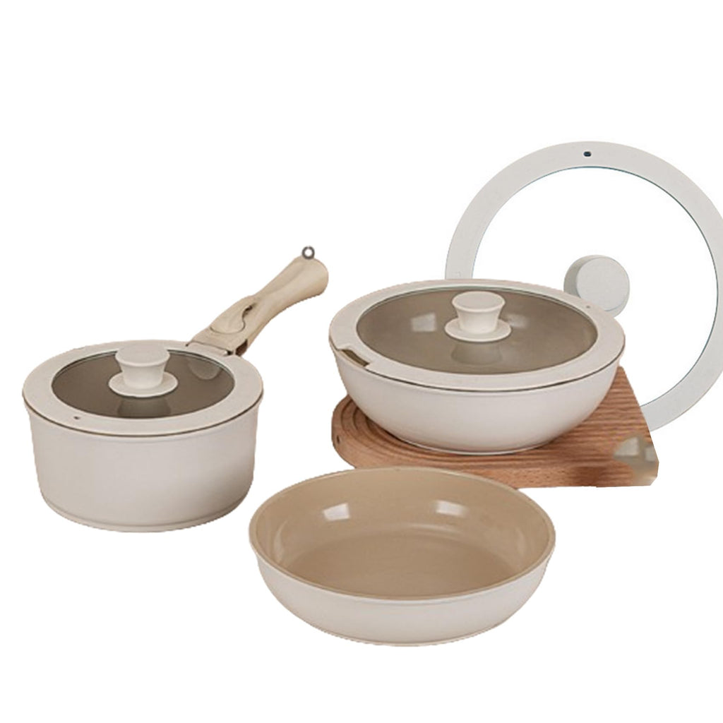 Pots and Pans Set Non Stick Detachable Handle Cookware, Ceramic Kitchen Cookware Sets, Removable Handle Pots and Pans 6 Piece, RV Cookware