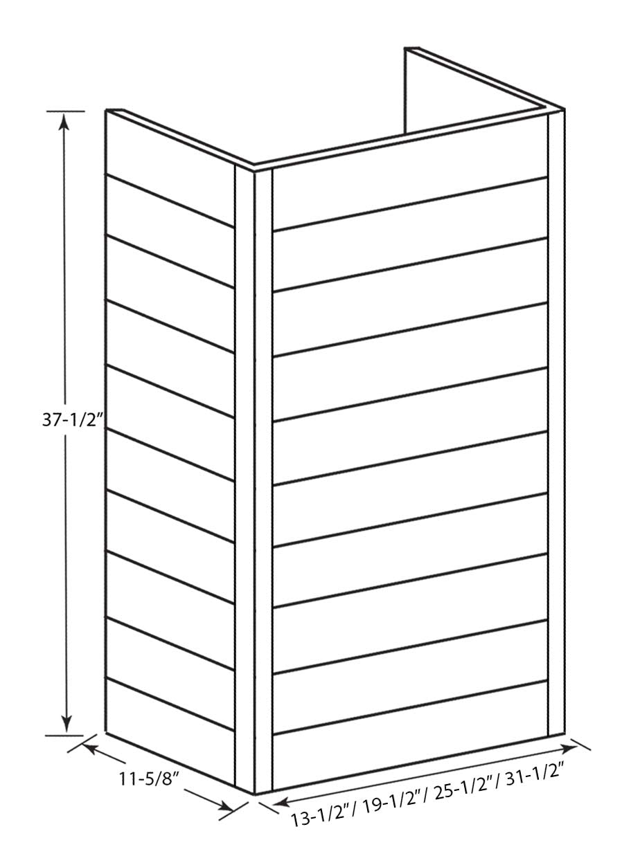 Castlewood Shiplap Trimmable Chimney Extension for 36" Wide Hood (15" High, Alder)