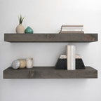 Urbandi Modern Floating Shelves 3 Inches Thick for Wall, Wide Shelves for Kitchen, Living Room, Bedroom, and Bathroom, Natural Pine Wood, Rustic Wooden Shelf, (Set of 2) (Aged Oak, 24Lx3Hx8D)