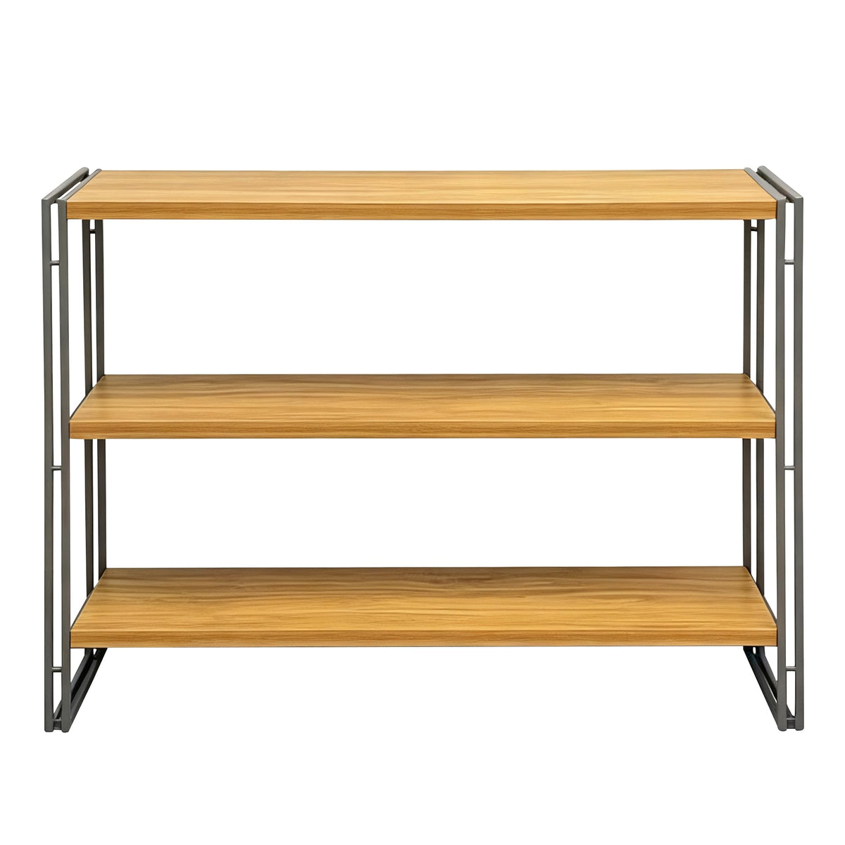 J.M.Deco 3-Tier Industrial Ladder Shelf, 44" Rustic Wood and Metal Open Bookshelf, Heavy Duty Wall Mounted Bookcase Shelving Unit for Small Space, Living Room, Bedroom, Home Office
