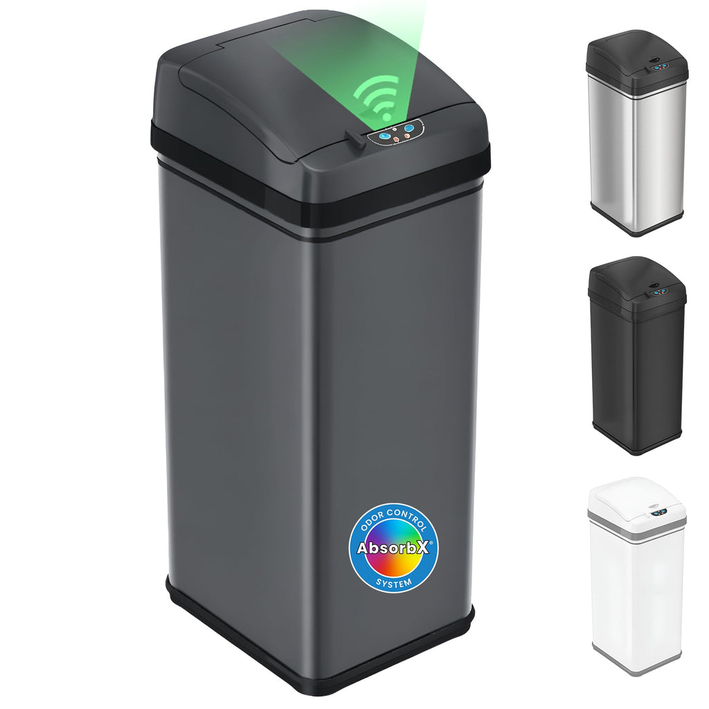 iTouchless 50L / 13 Gal. Dog-Proof Sensor Kitchen Trash Can | Odor Filter