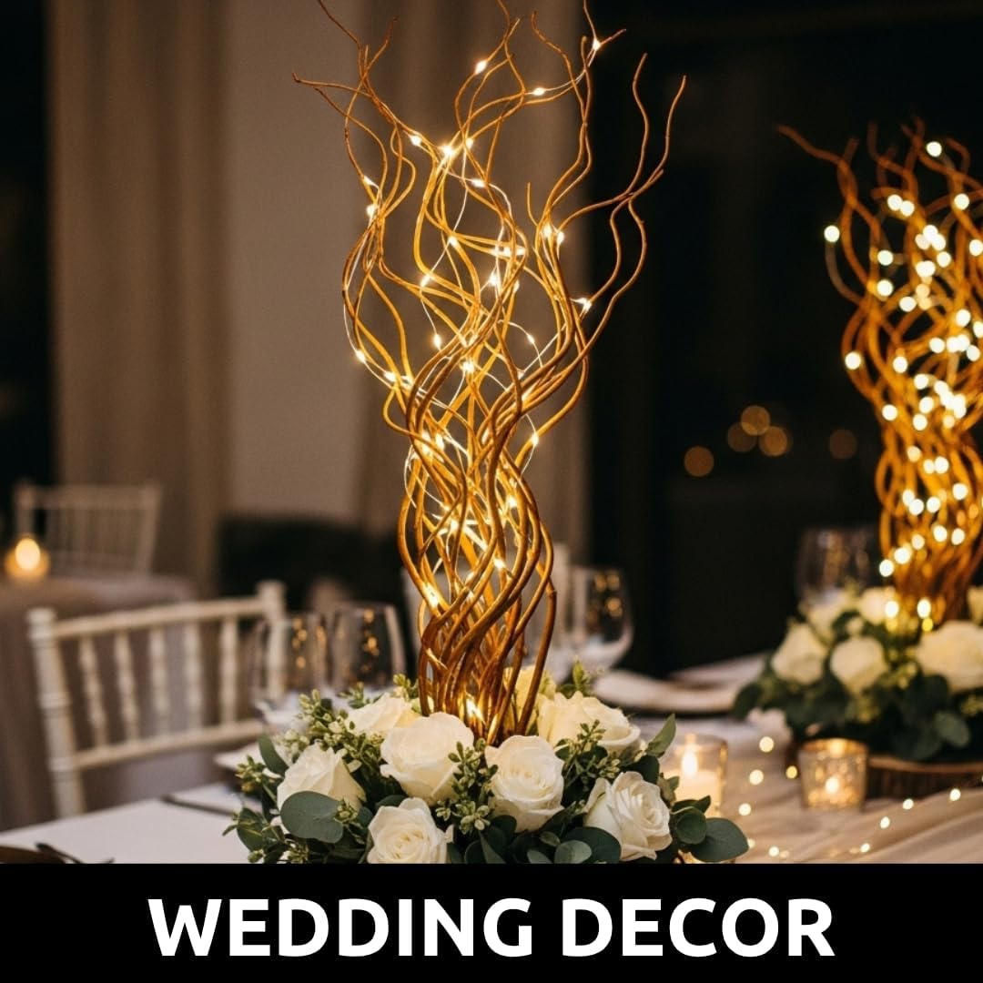 CZ Grain Natural Curly Willow Branches for Decor, 16-24 Inches Long - Wedding Centerpieces, Christmas Decorations, Floral Arrangements, Wreathmaking & Craft Projects (50 Curly Branches)