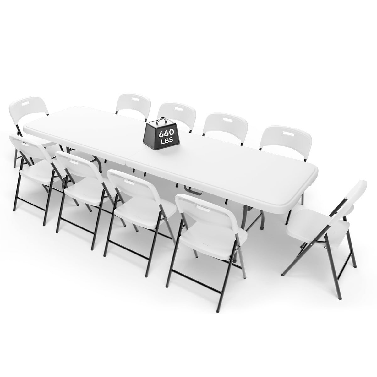 Portable 6-Piece Folding Table and Chairs Set – Heavy-Duty 6ft Camping & Party Furniture for Indoor/Outdoor Events (All-Weather, Black)