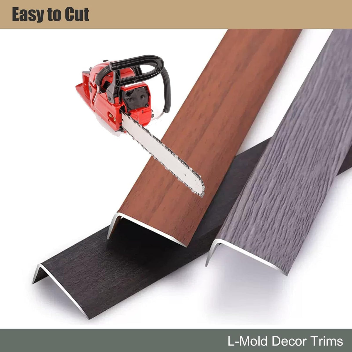 L Molding Metal Stair Steps Corner Trim Window Sill Edge Protectors, Wood Grain Finish Floor Transition Strip for Wooden Flooring/Laminate Floor (#6 35in/89cm)