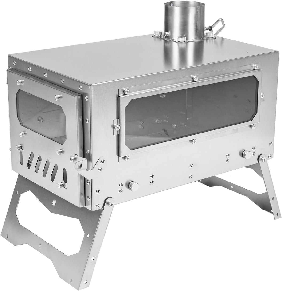 Trekrevive Magma Mini Titanium Tent Stove, Secondary Air Intake, Lightweight and Portable, Removable Oven, Titanium Camping Stove Used for Backpacking, Tent Heating, Cooking (Magma MIni)