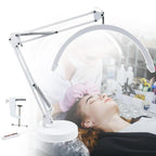 Eyelash Extension LED Desk Lamp, Dimmable Swing Arm Nail Lamp for Manicurists, Beauticians (White)