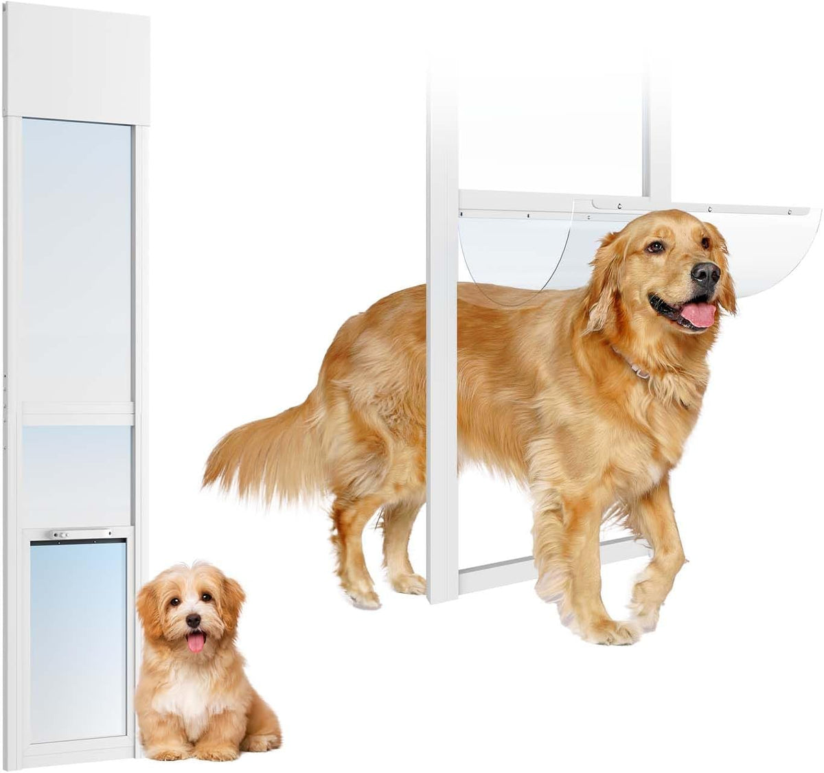 Dog Door for Sliding Glass Door, 74.8" - 80.7" Adjustable Height