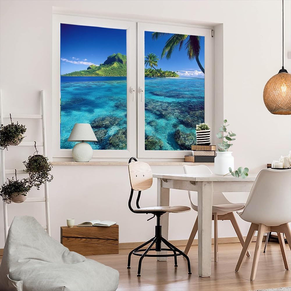 Mystic Ocean Stained Glass Window Film 31.5Wx55.1L inch x 2pcs
