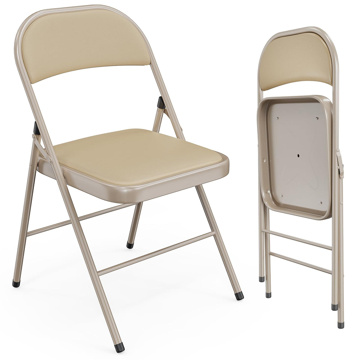 VINGLI 10 Pack Folding Chairs with Padded Seats, Metal Frame with Pu Leather Seat & Back, Capacity 350 lbs, Black