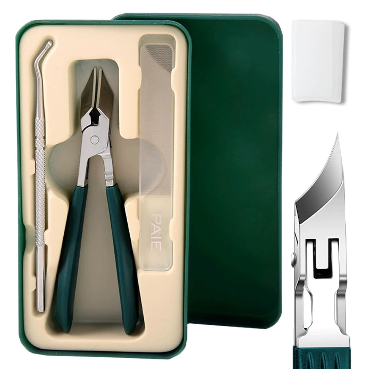 Nail Clippers Set - 3-Piece Professional Angled Toenail & Fingernail Clippers, Wide Jaw Anti-Splash Design for Easy, Precise Cutting