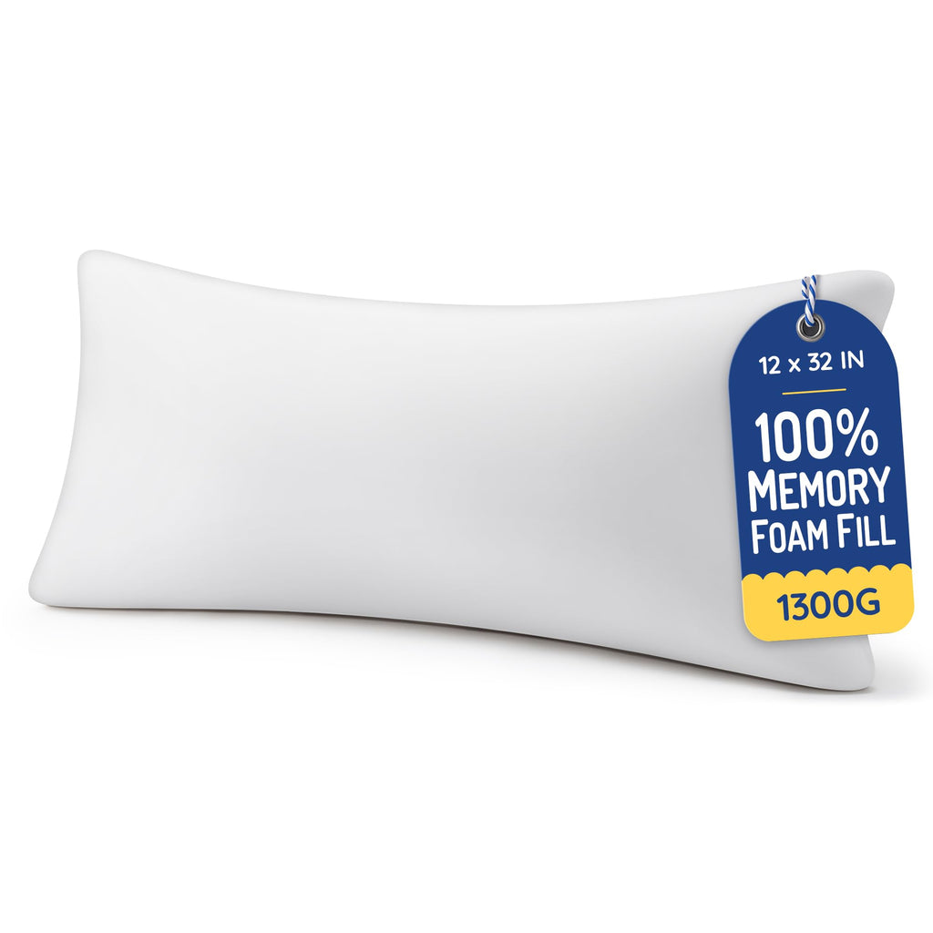 AM AEROMAX 18x18 Memory Foam Throw Pillow Inserts, 4 Pack, Square, White