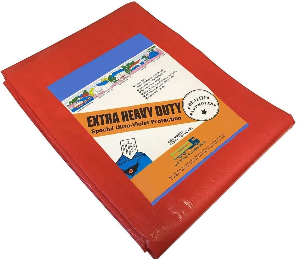 HD Reinforced 12 Mil Waterproof Premium Tarp (Red) (18'x20')