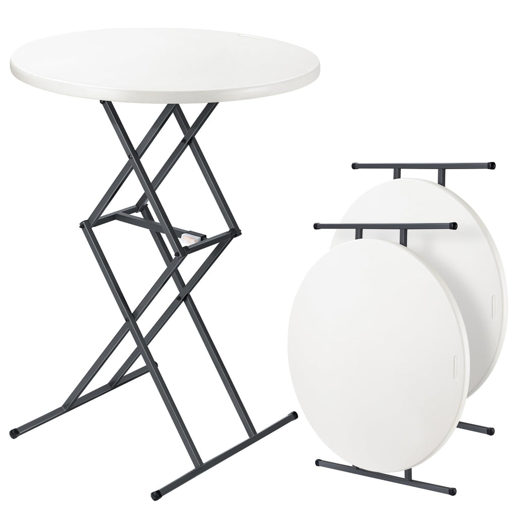 FanttikOutdoor Folding Table Round 32" Quick Adjust 4 Heights Party, Patio