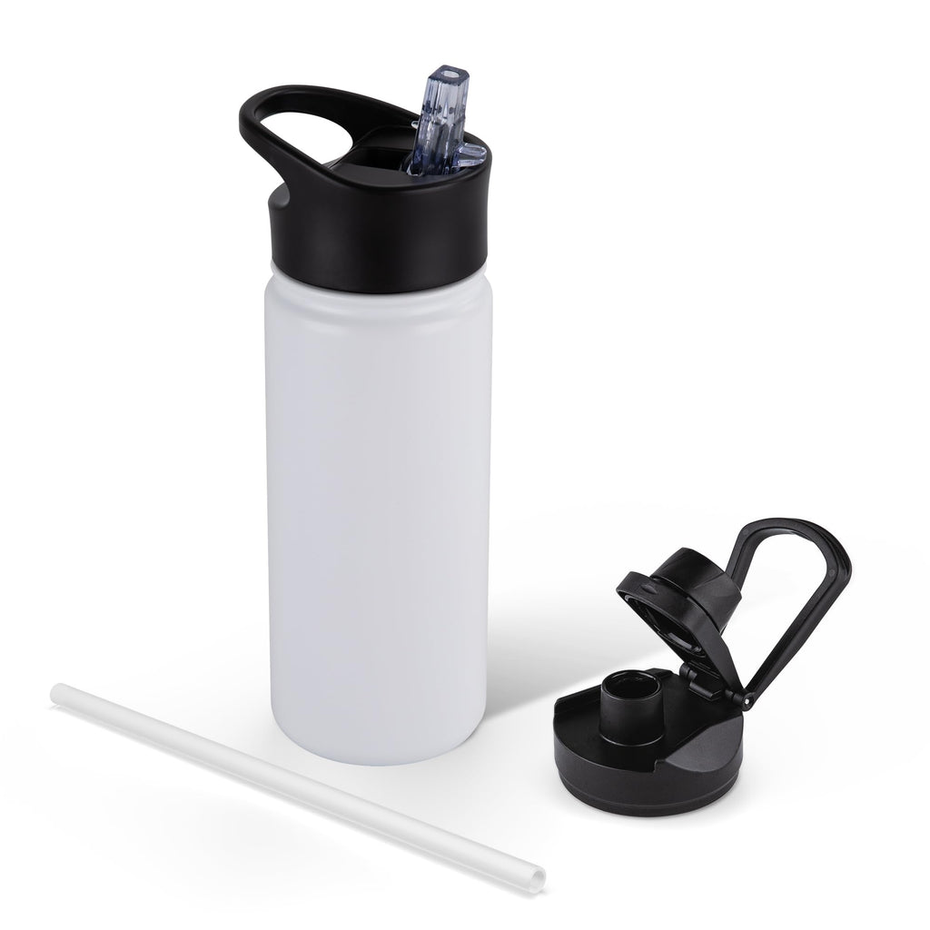 32 oz Insulated Water Bottle Bulk 8 Pack, Stainless Steel Sports Water Bottles with Straw Lid & Wide Mouth Lids, Double Walled Vacuum, Leak Proof, White