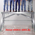 Scaffolding Equipment, Portable Folding Scaffolding, Multipurpose Work Platform Scaffold Tower Ladder Stool Work Bench, 882 Lbs Load, Galvanized Steel,140cm