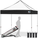 Eurmax USA 10x10ft Pop Up Canopy,Commercial Instant Tent for Outdoor Events,Patented No-Tip Rolling Storage Bag with 4 Sandbags,UV & Water Resistant,Heavy Duty Portable Shelter Gazebo,White
