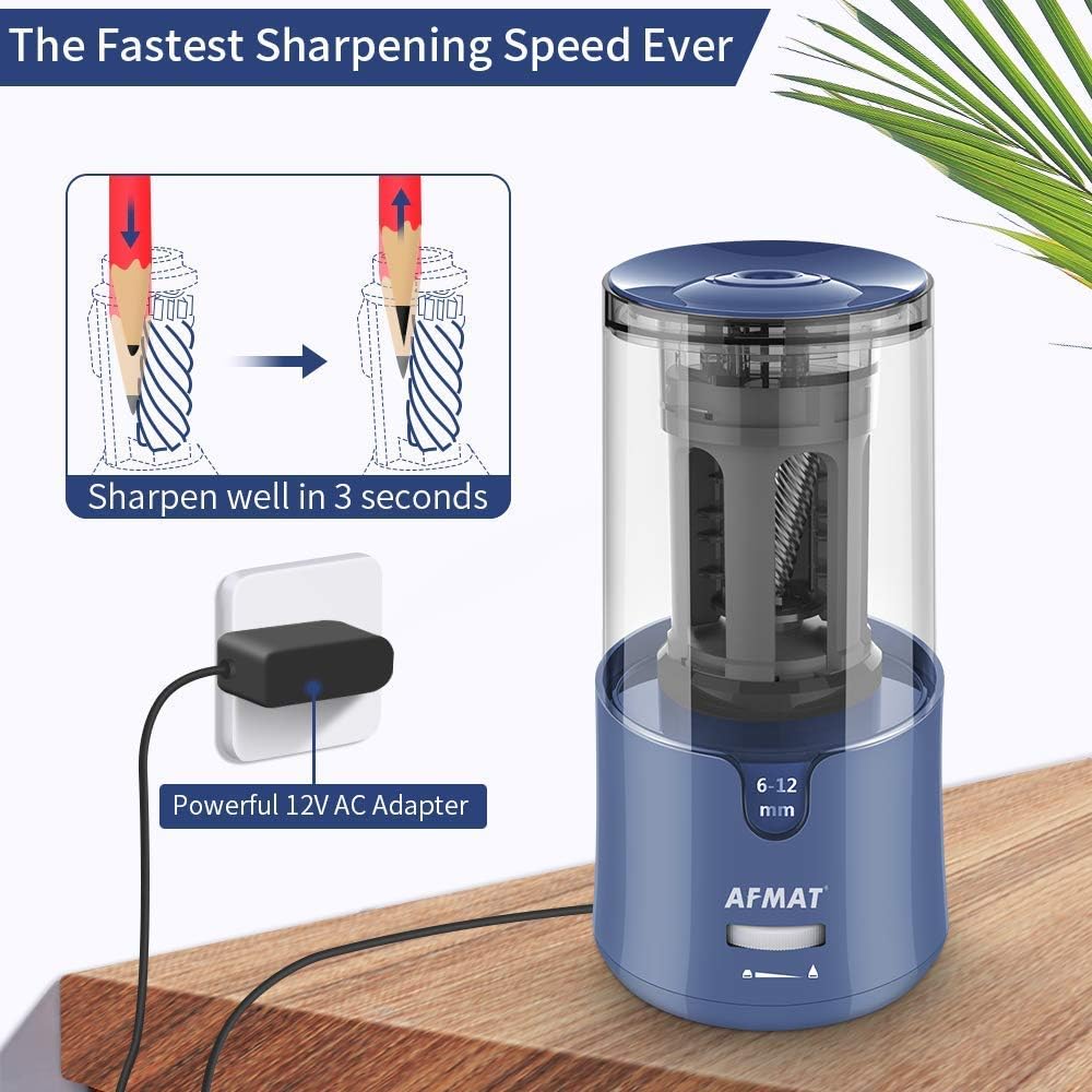 AFMAT Electric Colored Pencil Sharpener + Long Point Pencil Sharpener (PS93+PSA6)