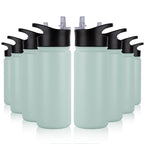 32 oz Insulated Water Bottle Bulk 8 Pack, Stainless Steel Sports Water Bottles with Straw Lid & Wide Mouth Lids, Double Walled Vacuum, Leak Proof, White