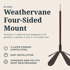 EZ Vane Steel Jumping Deer Weathervane with Wind Cups — 4-Sided Mount