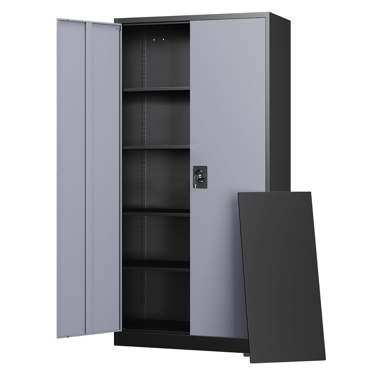 Letaya Black Storage Cabinet with Adjustable Shelves-Metal Home Kitchen Pantry Cabinets with Doors,Organization Locker for Cupboard/Bedroom/Dining/Living/Bathroom/Office/Garage Room
