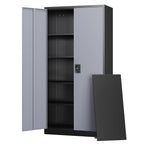 Letaya White Storage Cabinet with Adjustable Shelves-Metal Home Kitchen Pantry Cabinets with Doors,Organization Locker for Cupboard/Bedroom/Dining/Living/Bathroom/Office/Garage Room