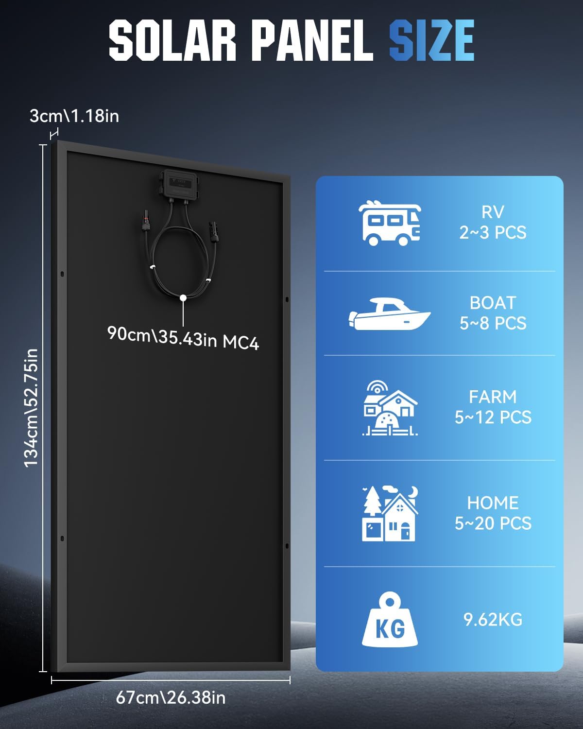 200 Watt Solar Panel 18BB N-Type, 25% Efficiency Monocrystalline Grade A+ Cells, 12V 200W Solar Panel IP68 for RV, Van, Trailer, Marine, Rooftop, Farm, Off Grid