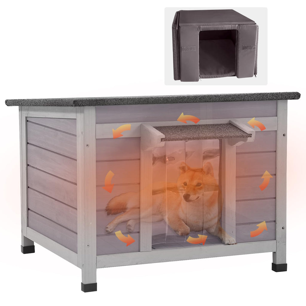 GUTINNEEN Dog House Insulated for Small Dogs Outdoor Cat House Feral Cat Shelter with Thermal Liner