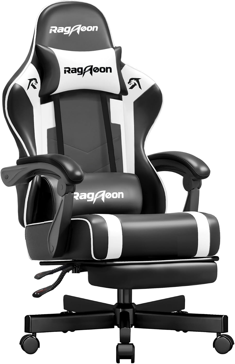 Video Gaming Chair for Adults with Footrest, Ergonomic PC Chair,Jet Black