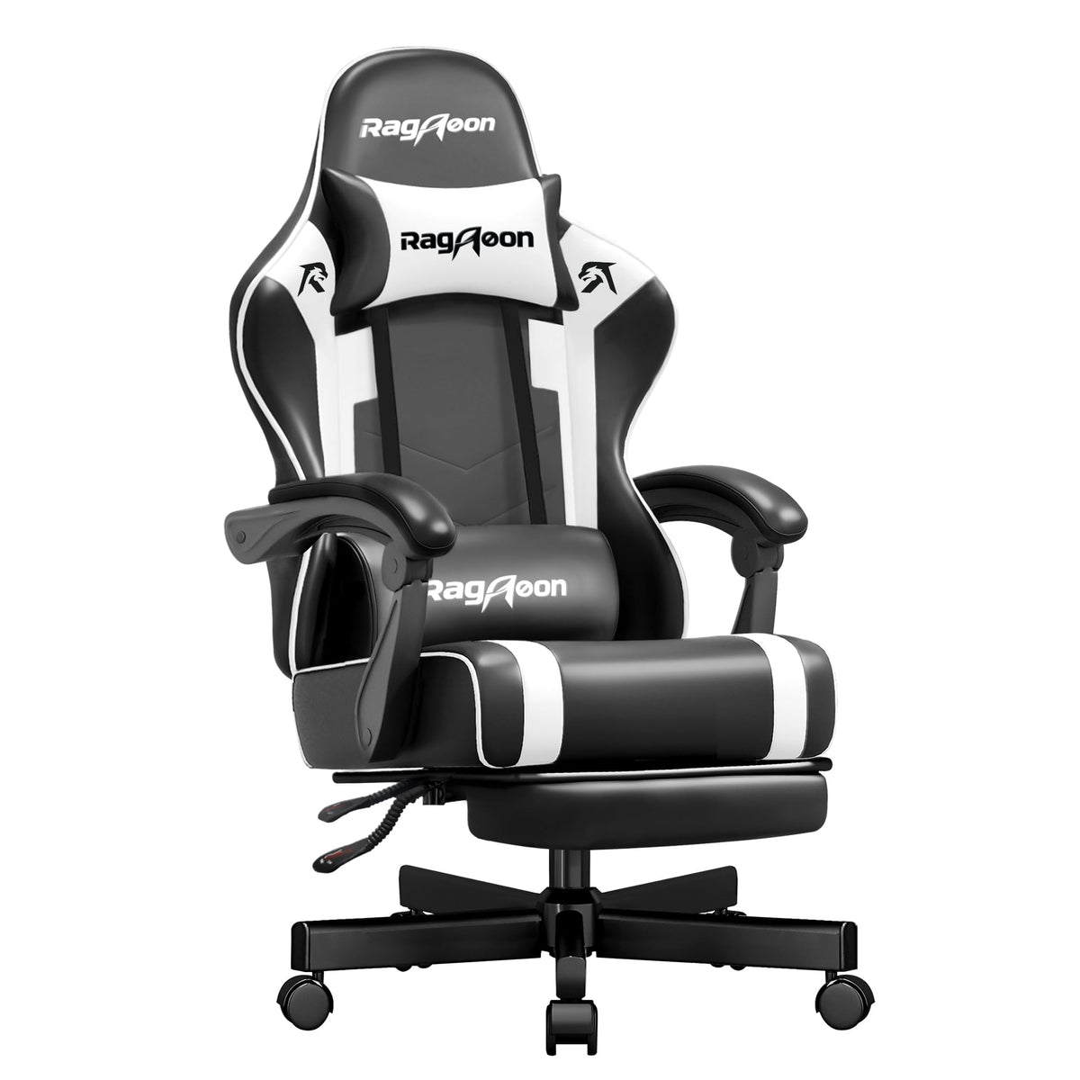 Video Gaming Chair for Adults with Footrest, Ergonomic PC Chair,Jet Black