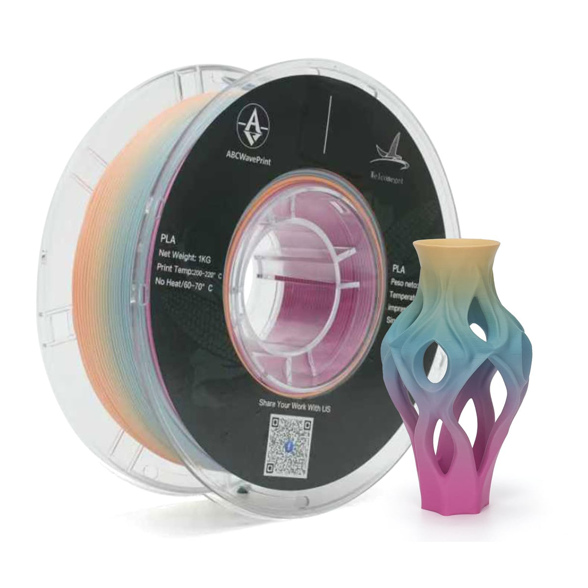 PLA 3D Printer Filament Bundle, Dimensional Accuracy +/- 0.02 mm, 16 x 1 kg Spool(35.2lbs), 1.75 mm，Black White Grey Red Green Blue Yellow Purple Silver Transparent Pink Orange Wood Brown