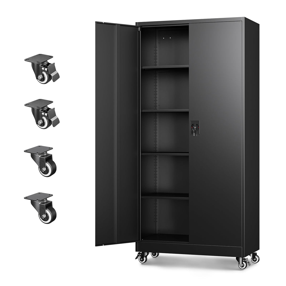 Letaya White Storage Cabinet with Adjustable Shelves-Metal Home Kitchen Pantry Cabinets with Doors,Organization Locker for Cupboard/Bedroom/Dining/Living/Bathroom/Office/Garage Room