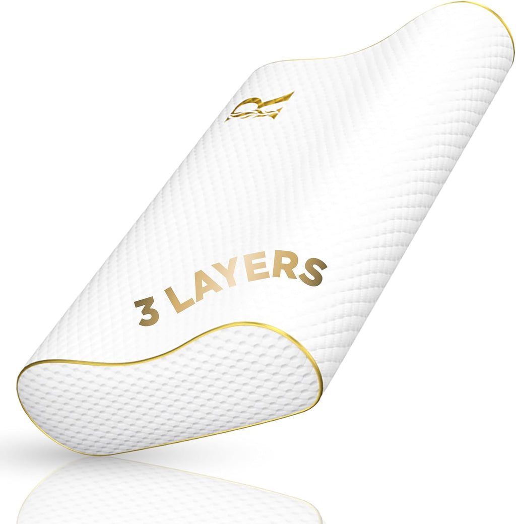 Memory Foam Pillow, King Cervical Pillow for Neck Pain, Contour Pillow, Neck and Shoulder Pain, Side Sleeper, Back and Stomach Sleeper