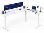 VIVO Light Wood 63 x 55 in Corner Standing Desk, DESK-E3CTGC