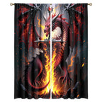 Traditional Ukiyoe Wildlife Dragon Curtains-Dreamy Ancient Japan Architecture Rod Pocket Back Tab Window Drapes,Japanese Samurai Thermal Insulated Blackout Curtain,2pcs,Each 52“W x 96”L