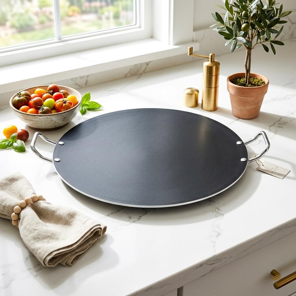 Kitchen King Jumbo Non Stick Dosa Tawa/Roti Pan – Large Heavy Gauge Aluminium Comal Griddle, PFOA Free Flat Tawa for Dosa, Roti, Chapati & Pancakes, Easy Clean Cookware (50cm / 20")