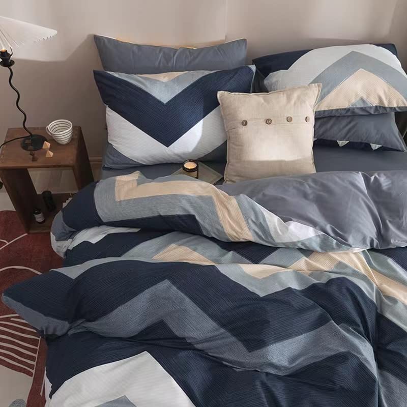 4pcs Duvet Cover Set- 100% Cotton Comfort Duvet Cover Set,Include a Duvet Cover,a Deep Pocket Fitted Sheet,2 Pillow Shams Home Bedding with Zipper Closure for All Season (Queen, Floral)