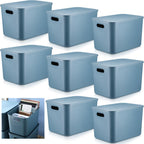 Hoolerry 8 Pieces Storage Bins, 14.2 x 10.2 x 9.5 Inch, Black