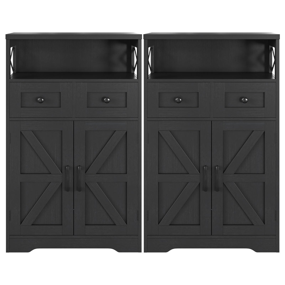 Farmhouse Storage Cabinet with Drawers, Small Kitchen Pantry Cabinet, White