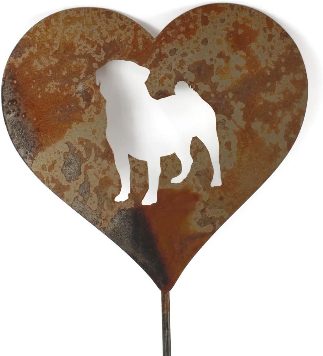 Pet Dog, Cat, Rabbit or Bird Keepsake Memorial Heart Garden Stake 20 to 28 Inches Tall (Large Heart, 28" Tall, Cairn Terrier, Naturally Rusted)