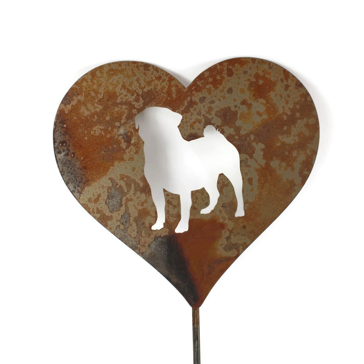 Pet Dog, Cat, Rabbit or Bird Keepsake Memorial Heart Garden Stake 20 to 28 Inches Tall (Large Heart, 28" Tall, Pembroke Welsh Corgi, Naturally Rusted)