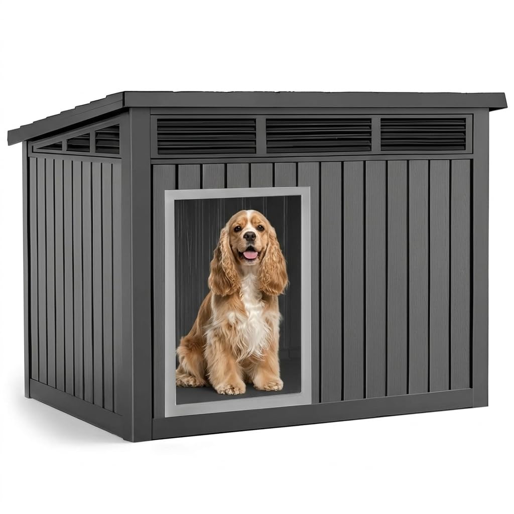 VIXZEN Dog House Outdoor & Indoor, Medium Size, Gray