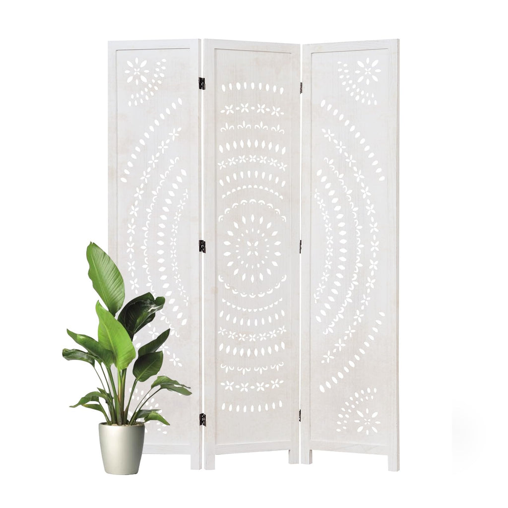 66.9Inch Folding Room Divider, 6 Panels Wood Carved Privacy Screens Free Assembled Freestanding Partition for Bedroom Home Office (Brown)