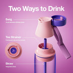 CHAKO LAB Insulated Ti Water Bottle with Two Strap (Purple & Pink)